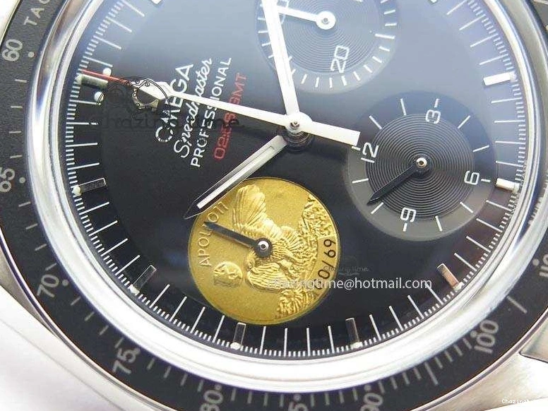0315 Effortless Speedmaster Apollo 11 On SS Bracelet Manual Winding Chrono Movement 8225